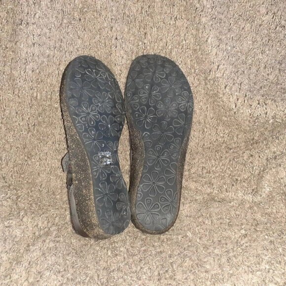 AETREX JANINE-Charcoal Sweater Leather Mary Jane Wedge-Shoes-Sz 8.5-Near Mint - Picture 7 of 7